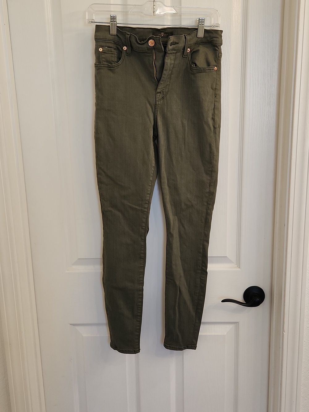 7 For All Mankind Olive Green Skinny Pants